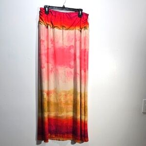 Cato Red and Pink Ruched Maxi Skirt Resort Wear 14/16